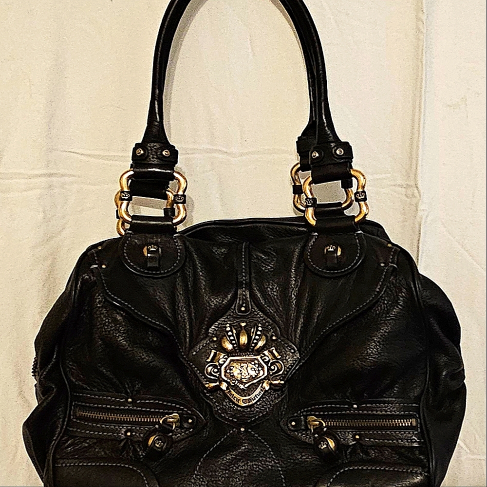 Juicy Couture Black Leather Purse / Holder Bag